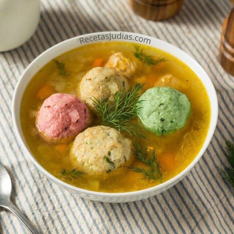 Sopa de Matzo Ball tricolor