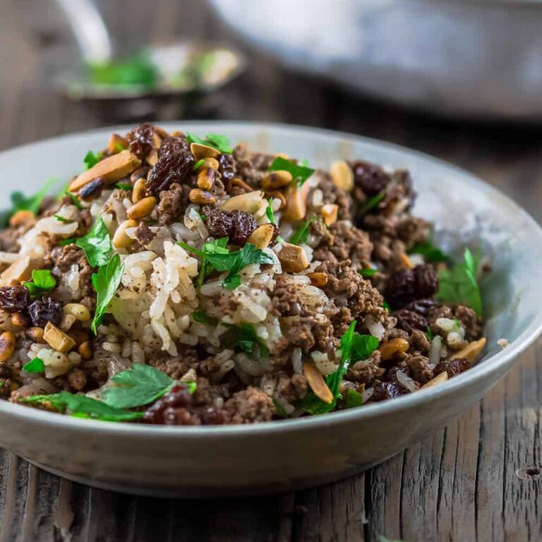 Arroz con Frutos secos y Carne molida