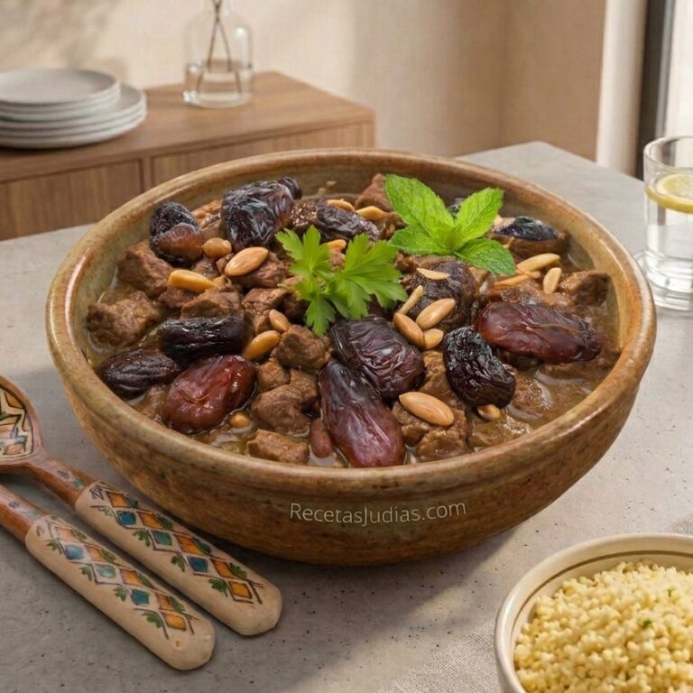 Cordero Guisado con datiles y almendras