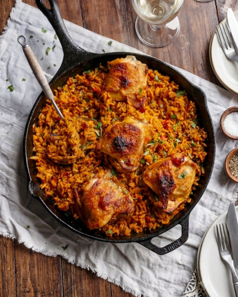 Arroz con Pollo al Horno Facil y Rapido
