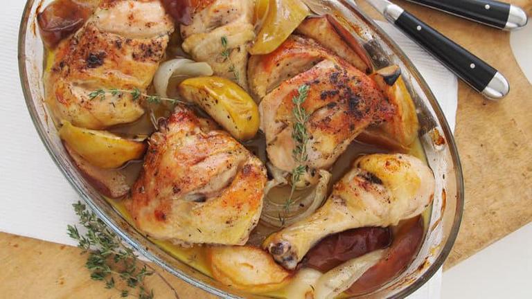 Pollo horneado con Manzanas