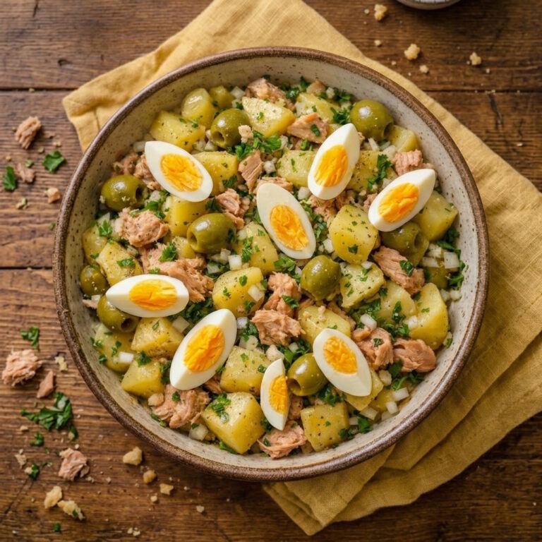 Ensalada de papas, huevo y atun