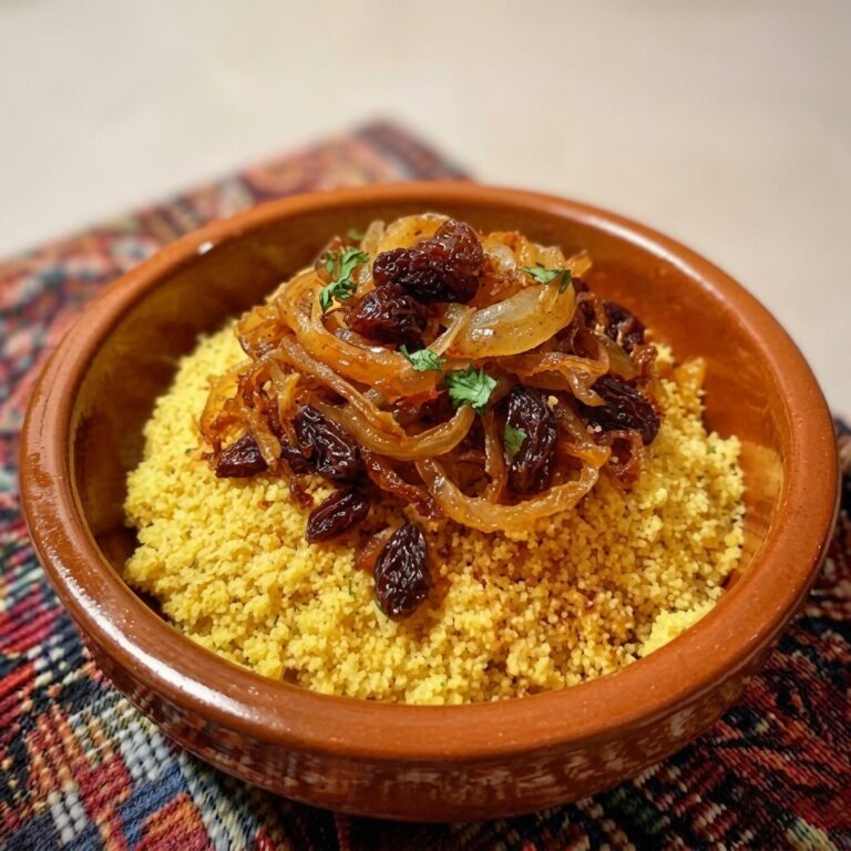 Cuscus Marroqui con pasas y cebollas caramelizadas